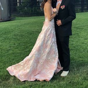 Beautiful Pink Floral Prom Dress